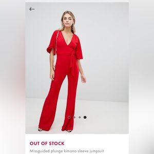 Missguided plunge kimono sleeve jumpsuit